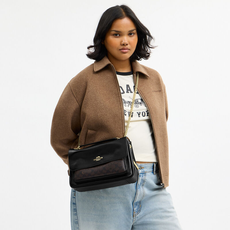 Elodie Crossbody Bag In Signature Canvas, IM/WALNUT/BLACK, hi-res image number 4