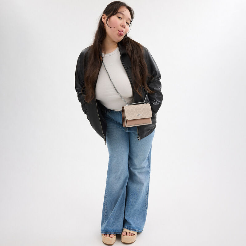 Mini Klare Crossbody Bag In Signature Canvas, SV/SAND/TAUPE, hi-res image number 4