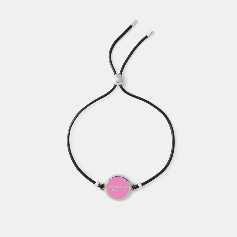 Enamel Bottle Cap Black Leather Bracelet