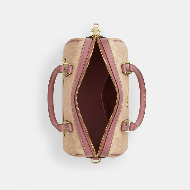 Rowan Satchel Bag In Signature Canvas With Heart Charm, IM/SAND/PEONY, hi-res image number 5