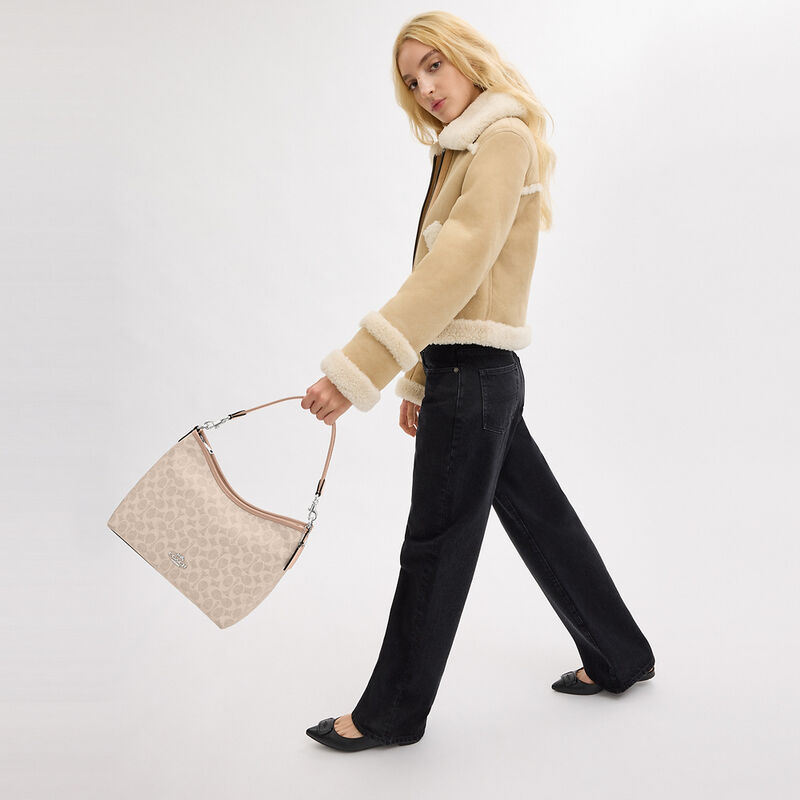 Laurel Shoulder Bag In Signature Canvas, SV/SAND/TAUPE, hi-res image number 5