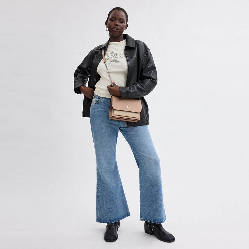 Klare Crossbody Bag In Signature Canvas, SV/SAND/TAUPE, hi-res image number 4