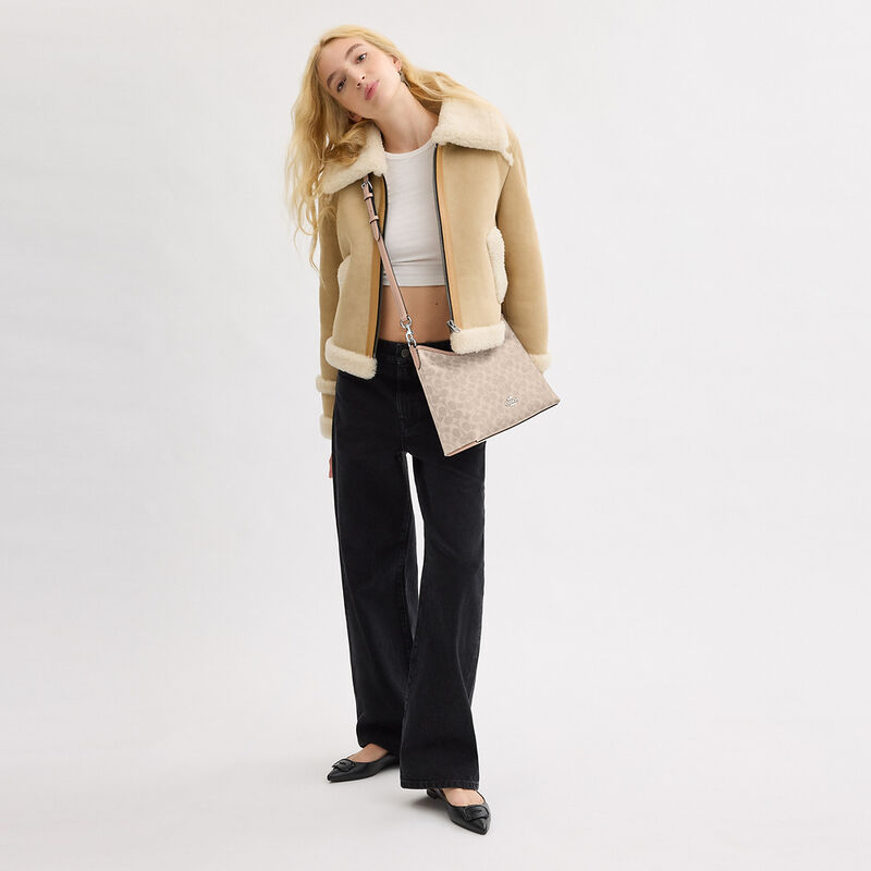 Laurel Shoulder Bag In Signature Canvas, SV/SAND/TAUPE, hi-res image number 4