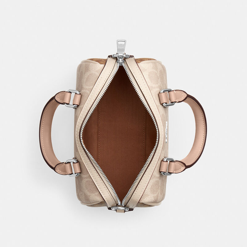 Mini Rowan Crossbody Bag In Blocked Signature Canvas, SV/SAND/TAUPE MULTI, hi-res image number 3