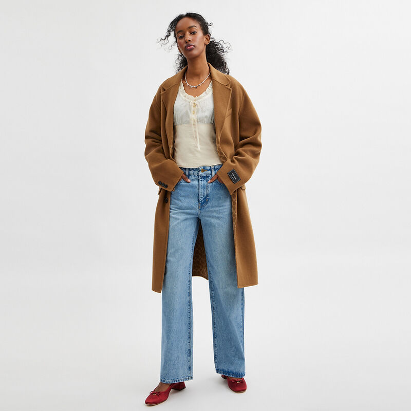 Double Faced Wool Coat, CAMEL, hi-res image number 4