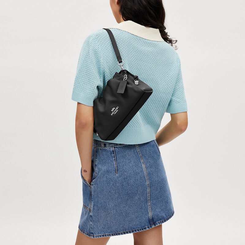 Faye Shoulder Bag With Ruching, SV/BLACK, hi-res image number 5