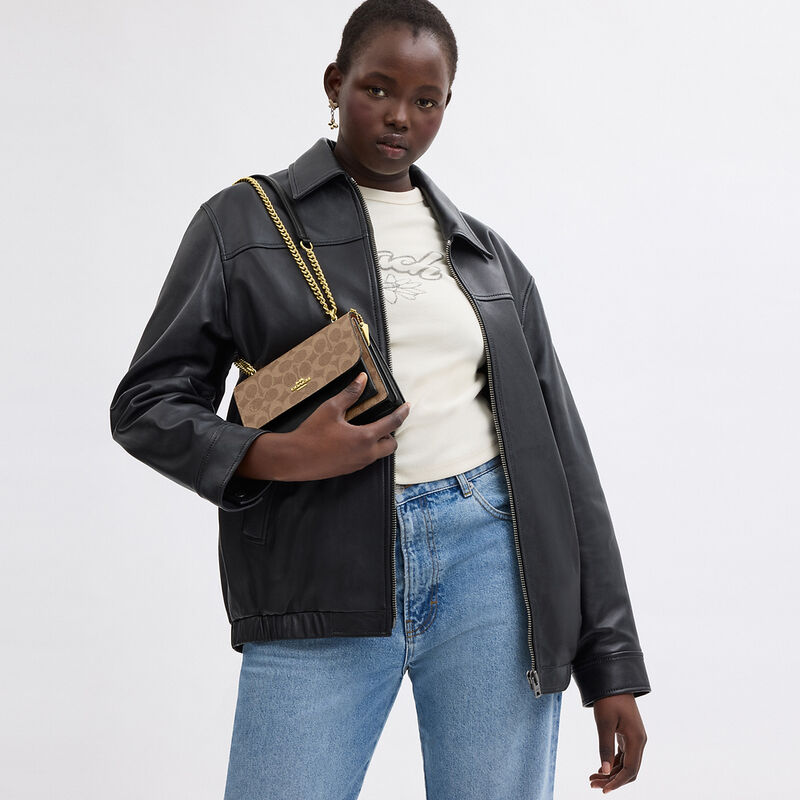 Mini Klare Crossbody Bag In Signature Canvas, IM/TAN/BLACK, hi-res image number 5