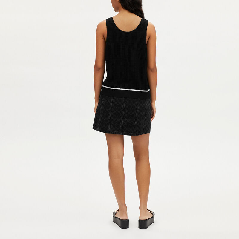 Black Signature Denim Skirt, BLACK, hi-res image number 3