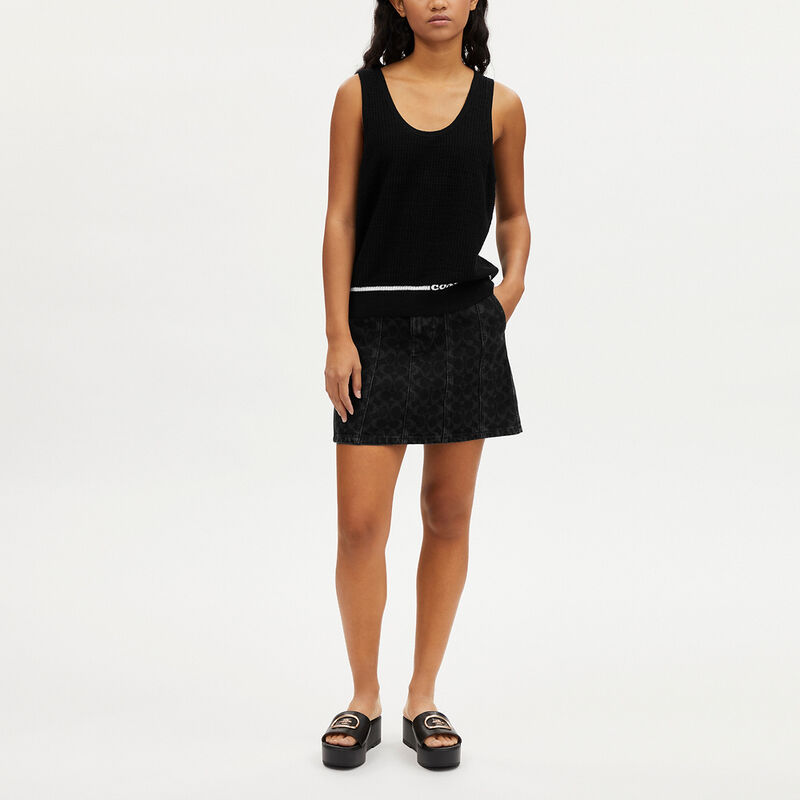 Black Signature Denim Skirt