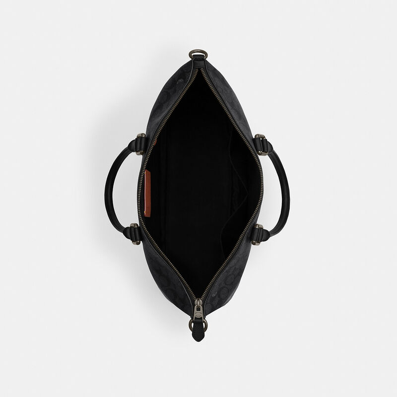 Caleb Work Bag In Signature Canvas, QB/CHARCOAL/BLACK, hi-res image number 3