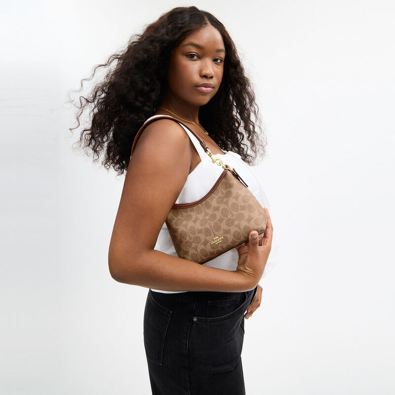 Laurel Small Shoulder Bag In Signature Canvas, IM/TAN/BROWN, hi-res image number 6