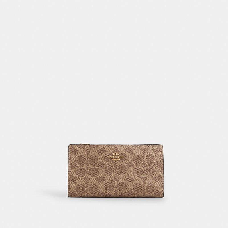 Slim Zip Wallet In Signature Canvas