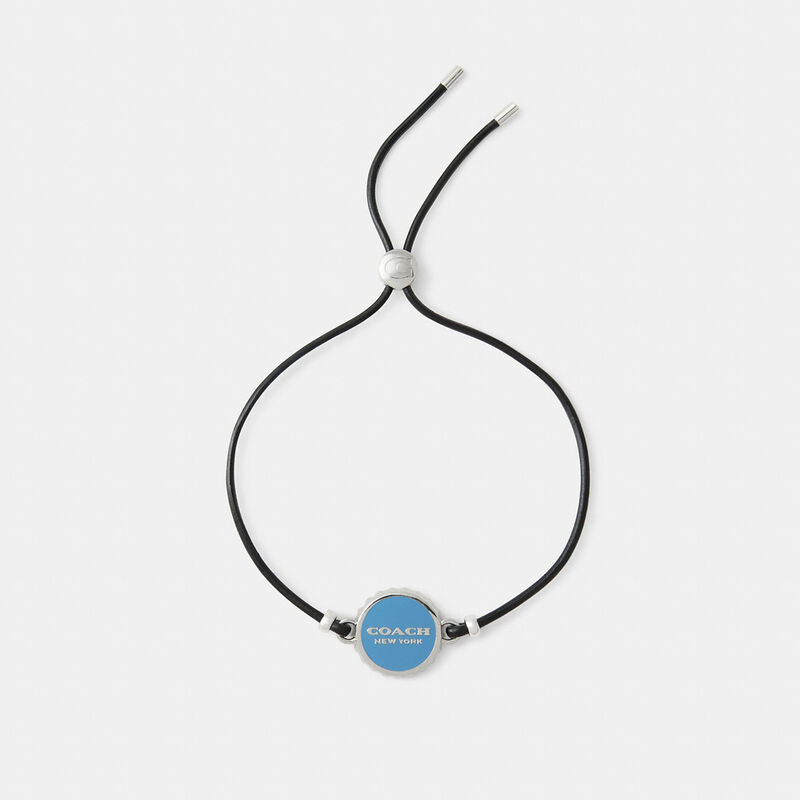 Enamel Bottle Cap Black Leather Bracelet