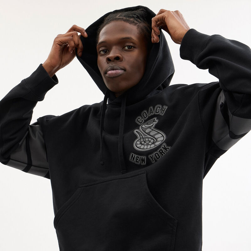 New Year Hoodie With Snake Graphic, BLACK, hi-res image number 4