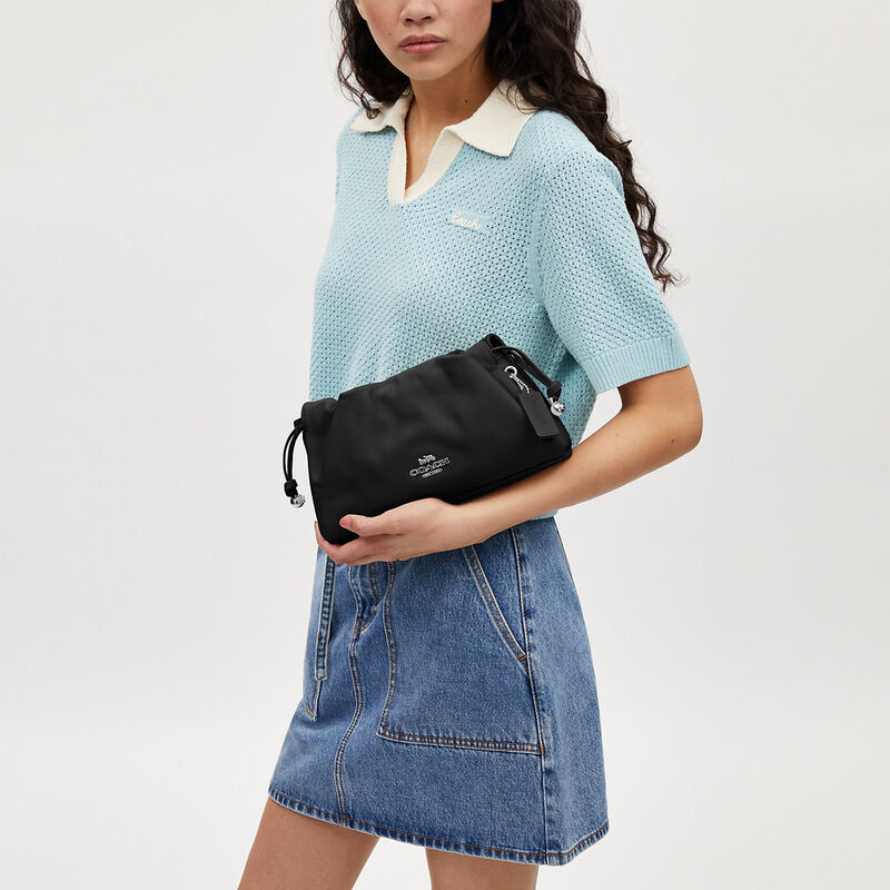Faye Shoulder Bag With Ruching, SV/BLACK, hi-res image number 6