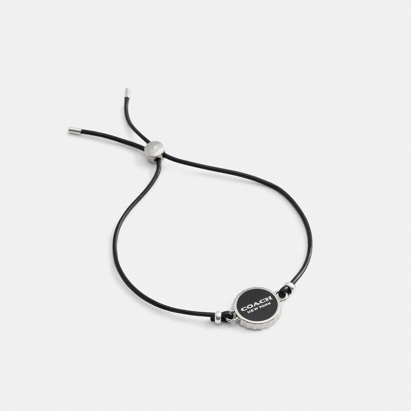 Enamel Bottle Cap Black Leather Bracelet