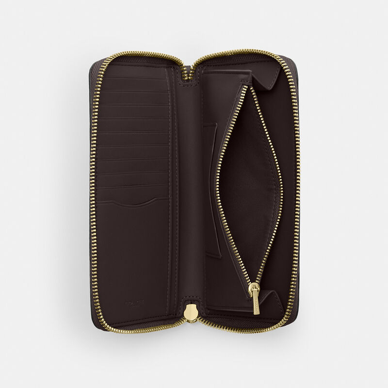 Long Zip Around Wallet With Detachable Card Case In Signature Canvas, IM/WALNUT/BLACK, hi-res image number 3