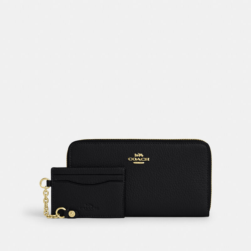 Long Zip Around Wallet With Detachable Card Case