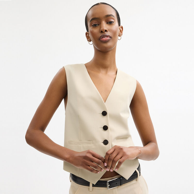 Tailored Vest In Recycled Polyester, SAND, hi-res image number 4