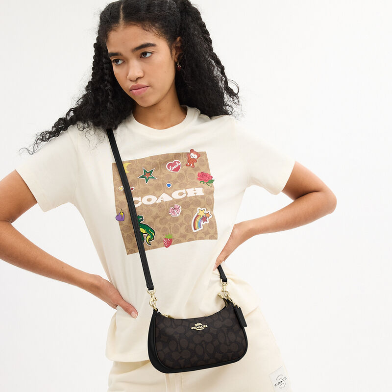 Teri Mini Crossbody Bag In Signature Canvas, IM/WALNUT/BLACK, hi-res image number 4