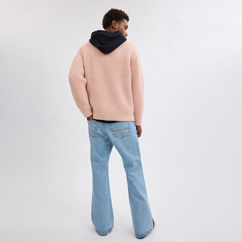 Crewneck Bow Sweater In Recycled Wool, PINK, hi-res image number 5