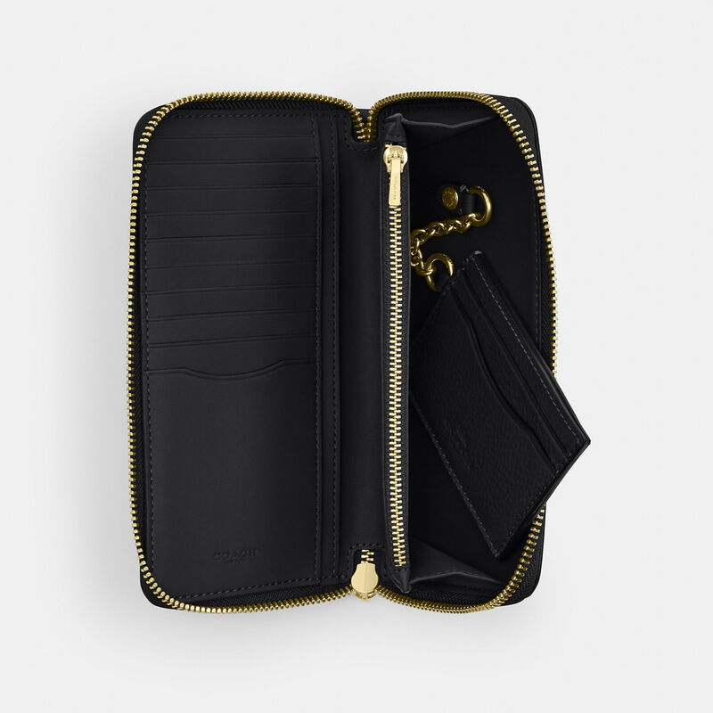 Long Zip Around Wallet With Detachable Card Case, IM/BLACK, hi-res image number 4
