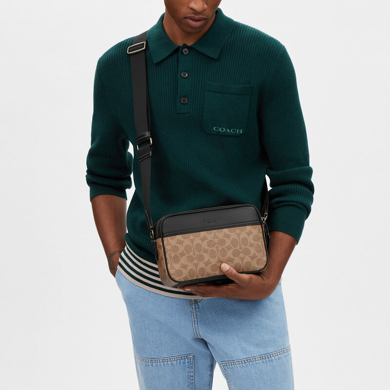 Graham Crossbody Bag In Signature Canvas, QB/TAN/BLACK, hi-res image number 4