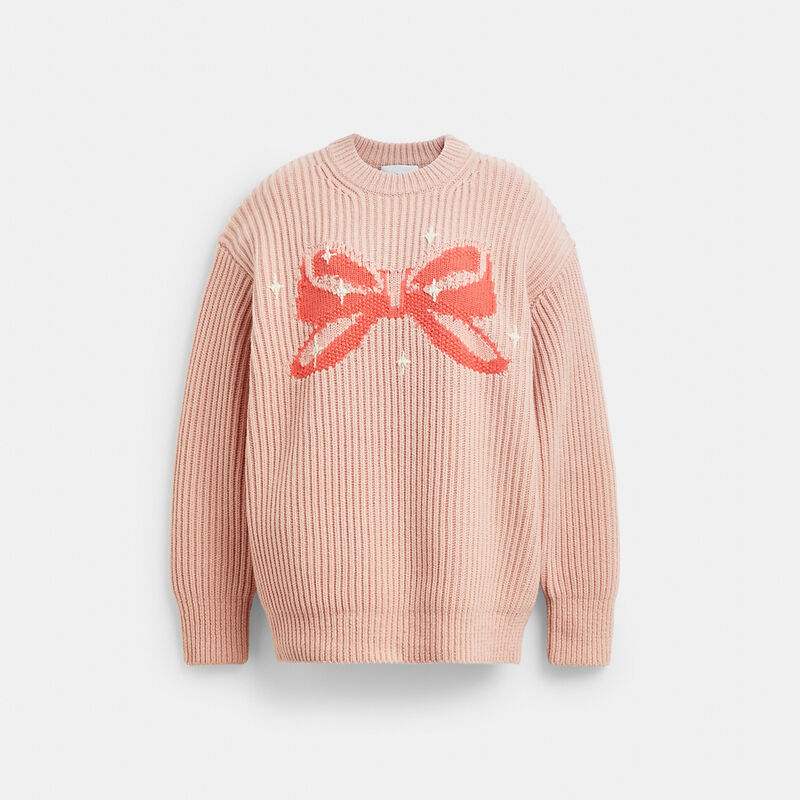 Crewneck Bow Sweater In Recycled Wool