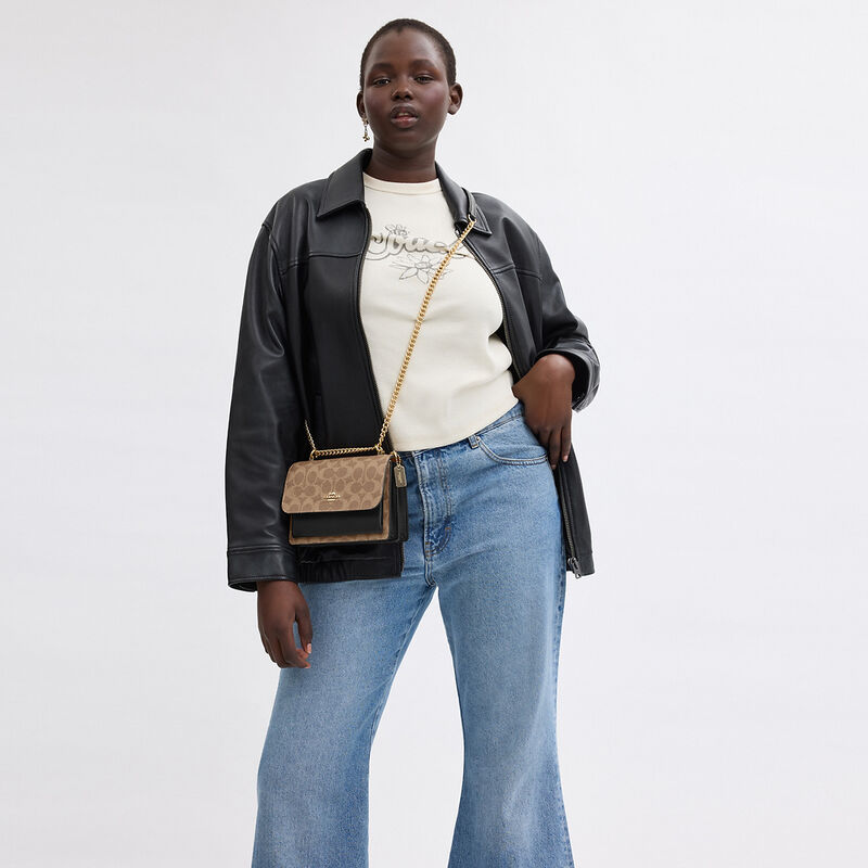 Mini Klare Crossbody Bag In Signature Canvas, IM/TAN/BLACK, hi-res image number 4