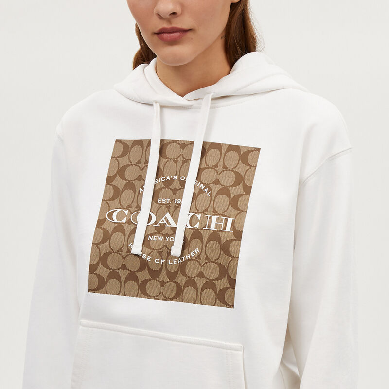 Signature Square Hoodie, WHITE, hi-res image number 4