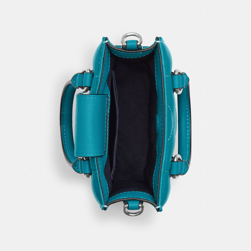 North South Mini Tote With Puffy Diamond Quilting, TEAL, hi-res image number 3