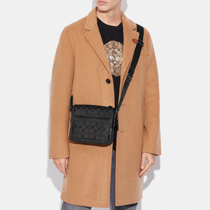 Sullivan Flap Crossbody In Signature Canvas, BLACK/CHARCOAL, hi-res image number 4