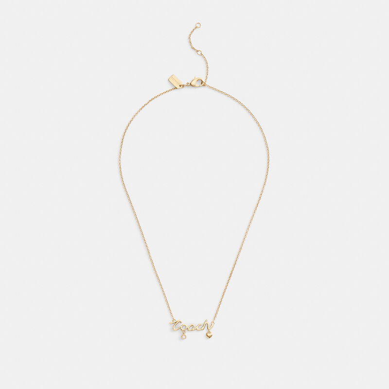 Coach Script Heart Necklace