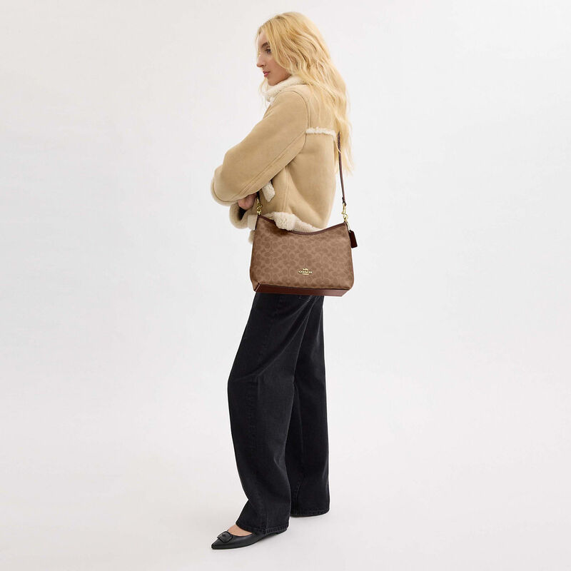 Laurel Shoulder Bag In Signature Canvas, IM/TAN/BROWN, hi-res image number 4