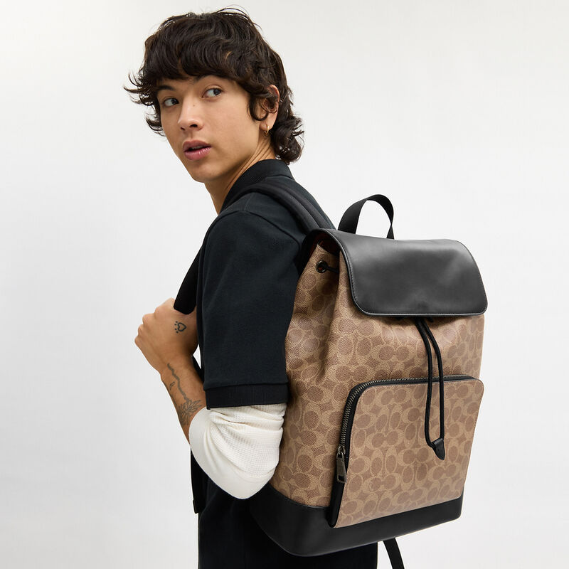 Turner Backpack In Signature Canvas, QB/TAN/BLACK, hi-res image number 4