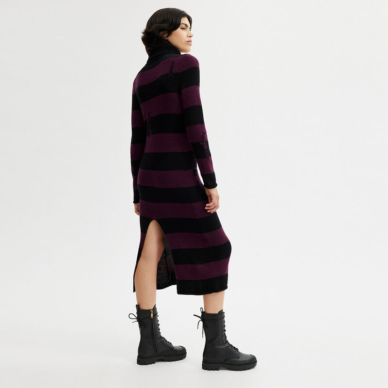 New York Apple Distressed Sweater Dress, Black Multi, hi-res image number 3