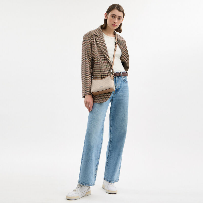 Laurel Small Shoulder Bag In Signature Canvas, SV/SAND/TAUPE, hi-res image number 3