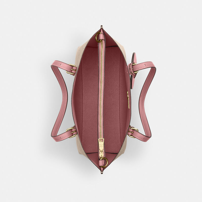 Mollie Tote Bag 25 In Signature Canvas With Heart Charm, IM/SAND/PEONY, hi-res image number 4