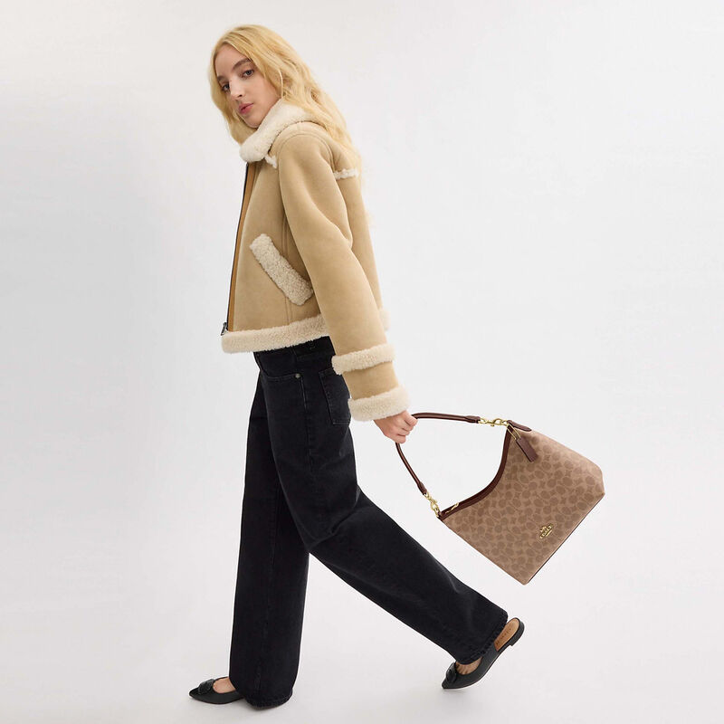 Laurel Shoulder Bag In Signature Canvas, IM/TAN/BROWN, hi-res image number 5