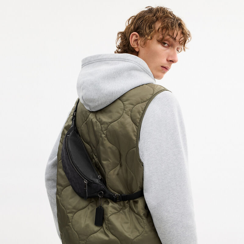 Warren Mini Belt Bag In Signature Jacquard, JI/BLACK, hi-res image number 3