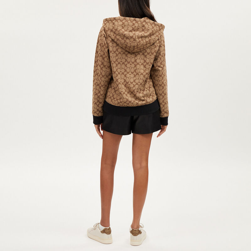 All Over Signature Zip Hoodie, KHAKI MULTI, hi-res image number 3