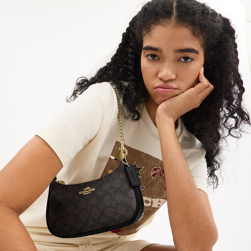 Teri Mini Crossbody Bag In Signature Canvas, IM/WALNUT/BLACK, hi-res image number 5