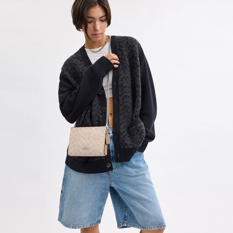 Slim Crossbody Bag In Signature Canvas, SAND/TAUPE, hi-res image number 4