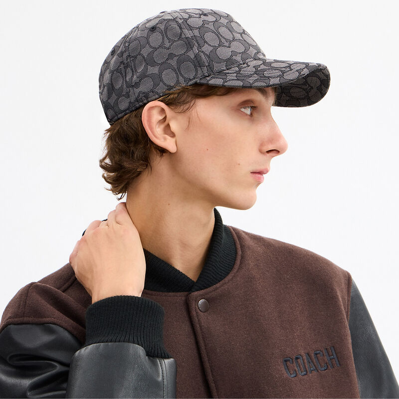 Signature Jacquard Baseball Hat, CHARCOAL, hi-res image number 3