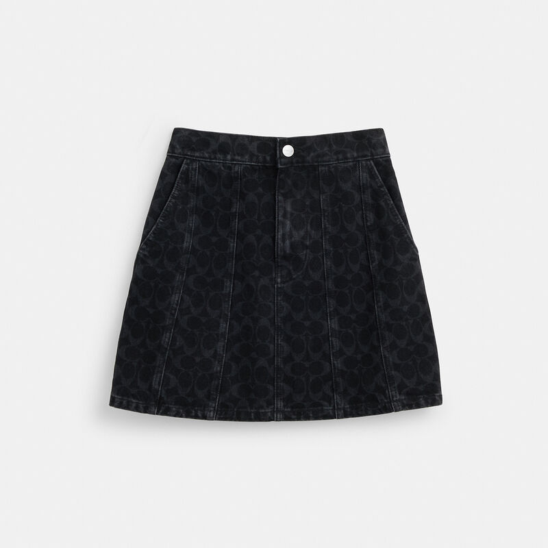 Black Signature Denim Skirt