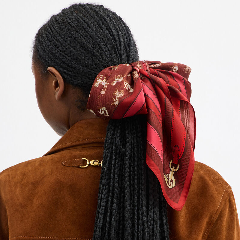 Horse And Carriage Bag Strap Print Silk Square Scarf