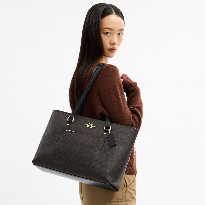 Station Tote Bag In Signature Canvas, IM/WALNUT/BLACK, hi-res image number 4