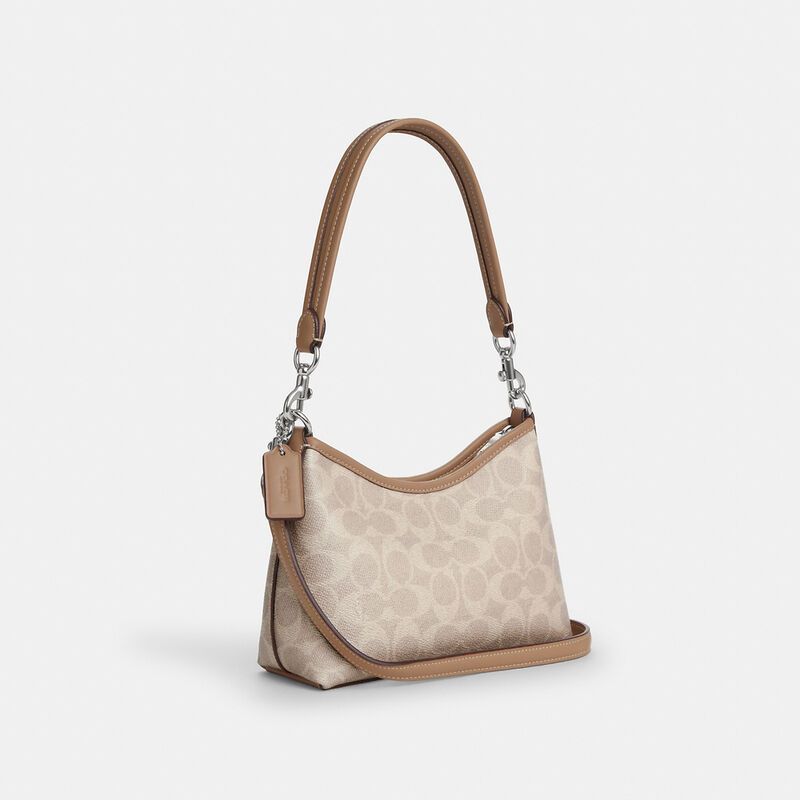 Laurel Small Shoulder Bag In Signature Canvas, SV/SAND/TAUPE, hi-res image number 2