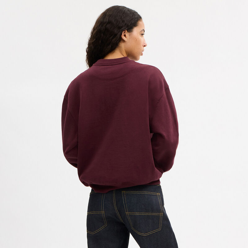 Sporty Signature Boyfriend Crewneck Sweatshirt, BURGUNDY, hi-res image number 3