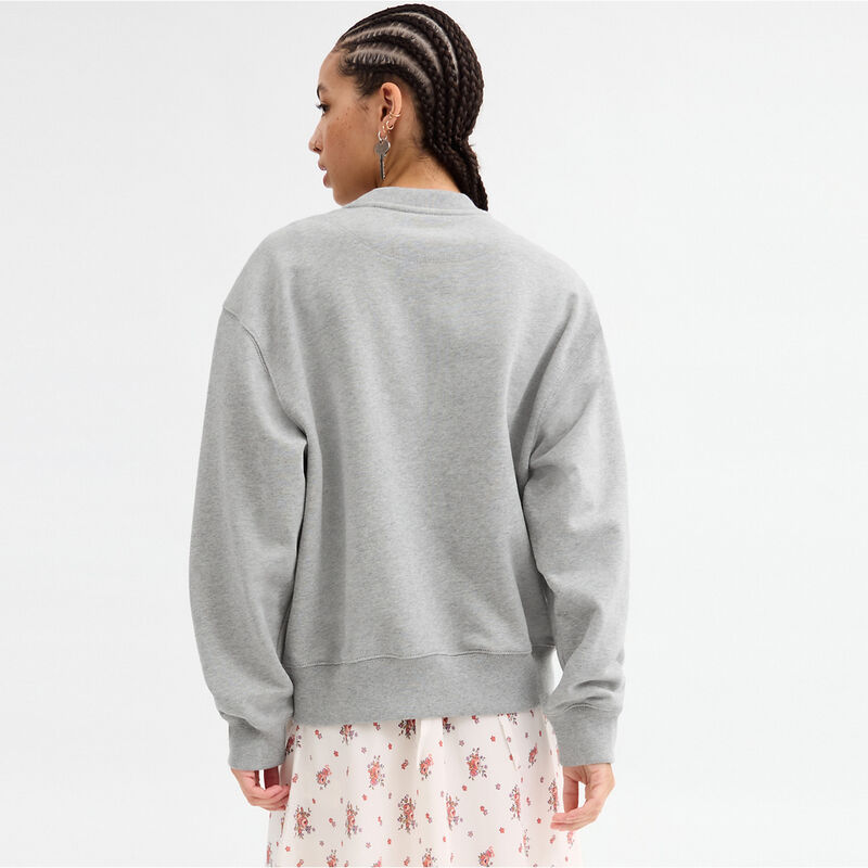 Sporty Signature Boyfriend Crewneck Sweatshirt, HEATHER GREY, hi-res image number 3